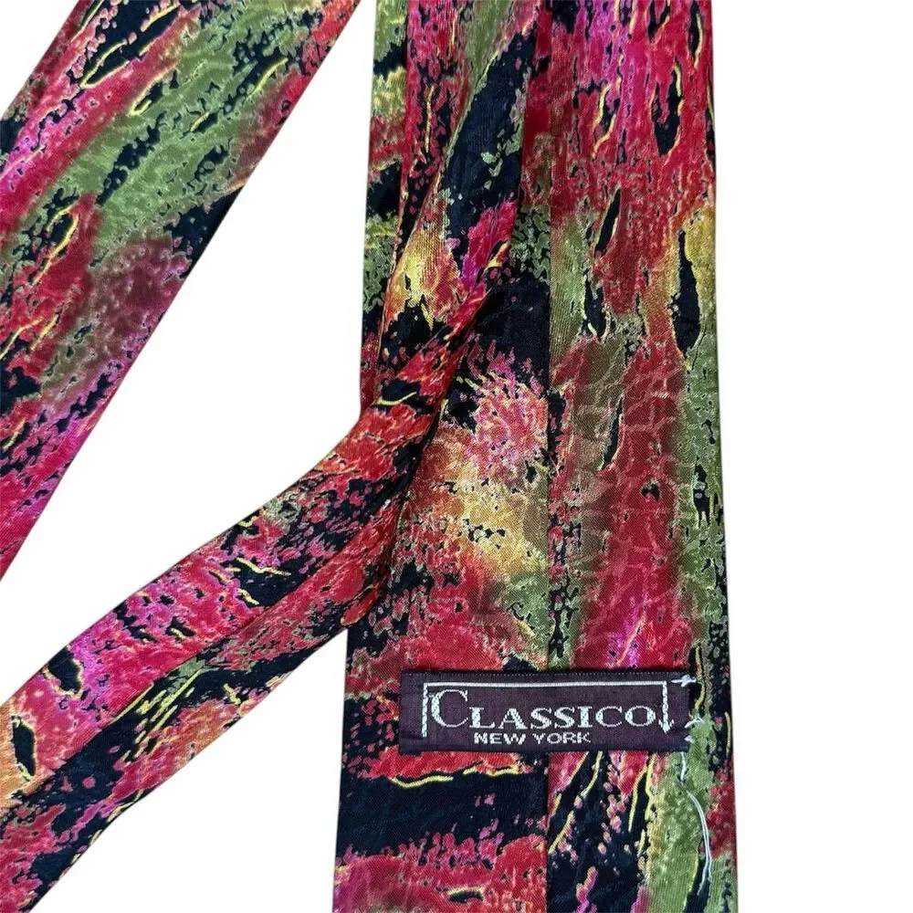 Vintage Classico New York Abstract Art Neck Tie Retro 90s Colorful Mens